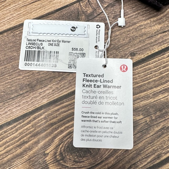 Lululemon Textured Fleece Lined Knit Ear Warmer NWT ONE SIZE (C8DH/BLK) - Picture 7 of 9